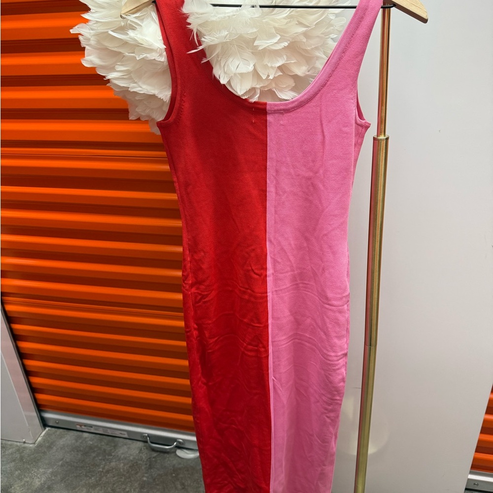 Ronny Kobo Collection Vibrant Red and Pink Dress